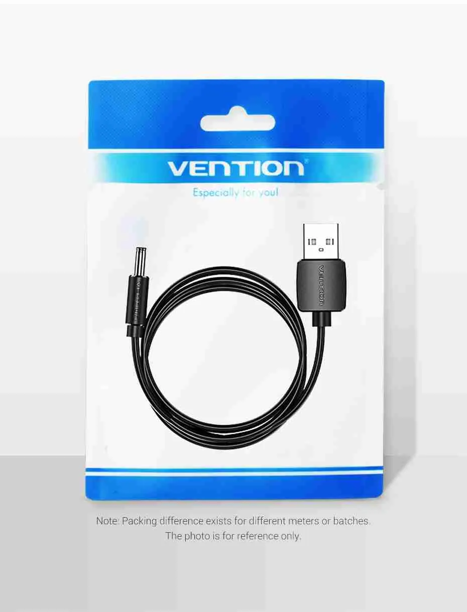 Vention USB to 3.5mm Barrel Jack 5V DC Power Cable Black 1.5m