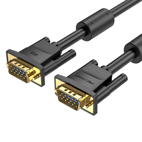 Vention VGA(3+6) Male to Male Cable with ferrite cores 5M Black
