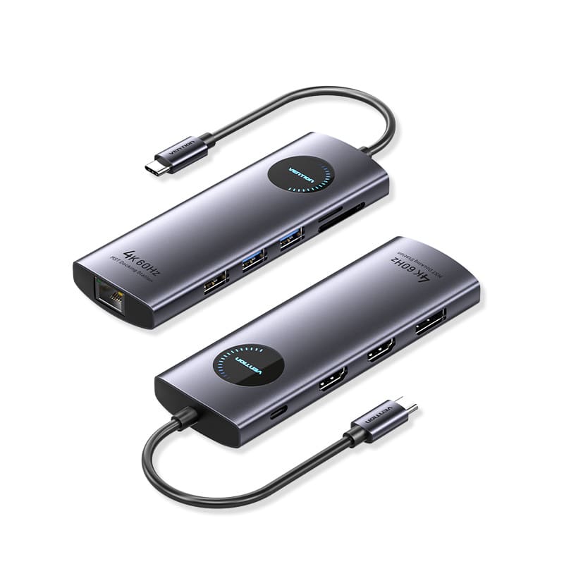 Vention USB-C MULTI-FUNCTIONAL 10 in 1 DOCKING STATION- Type c to Display Port, HDMI x 2, USB 3.0 x 2, USB 2.0, RJ45, SD,TF, PD(100W)